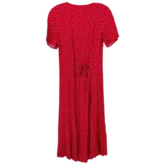 Reformation Breanna Dress Red Polka Dot Button Midi Short Sleeve - Size 2 - Picture 2 of 6